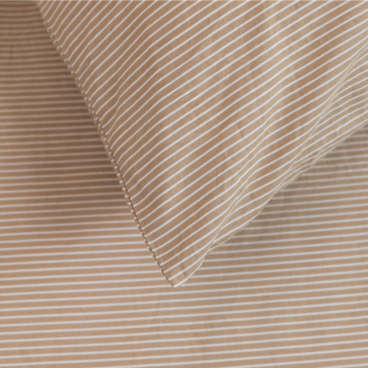 Bomull Sengesett Beige/hvit