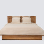 Bomull Sengesett Beige/hvit