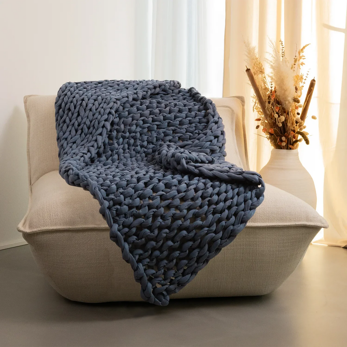 Vektteppe i bambus - Deep Sea Blue