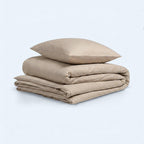 Bomull Sengesett Beige/hvit